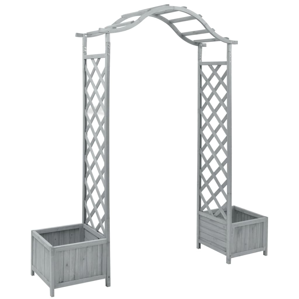 Pergola with Flower Pot Grey 180x40x205 cm Solid Firwood